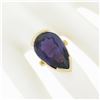 Image 3 : 14k Yellow Gold Large Pear Cut Half Bezel Purple Stone Solitaire Cocktail Ring