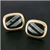 Image 5 : Vintage 14k Yellow Gold Swivel Cuff Links w/ Hematite Inlaid in Black Onyx