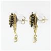 Image 4 : Vintage Victorian Revival 14k Gold Lozenge Black Onyx Pearl Drop Dangle Earrings