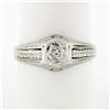 Image 1 : Antique Art Deco Engraved 18k White Gold 0.32 ctw Mine Cut Diamond Solitaire Rin