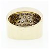 Image 7 : Vintage BREV 14k Gold & Platinum 1.56 ctw 4 Row Pave Diamond Wide Bombe Band Rin