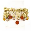 Image 1 : Bonato 18k Gold Diamond Flower Pearl Orange Quartz Beaded Dangle Charm Bracelet
