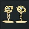 Image 2 : Antique Mens 18k Yellow Gold Bezel Round Turquoise Polished Love Knot Cuff Links