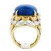 Image 7 : Vintage 18K TT Gold Cabochon Lapis Lazuli Textured Crescent Large Cocktail Ring