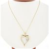 Image 1 : 14k TT Gold Large Polished Open Heart w/ Diamond Heart Accent Pendant & Chain