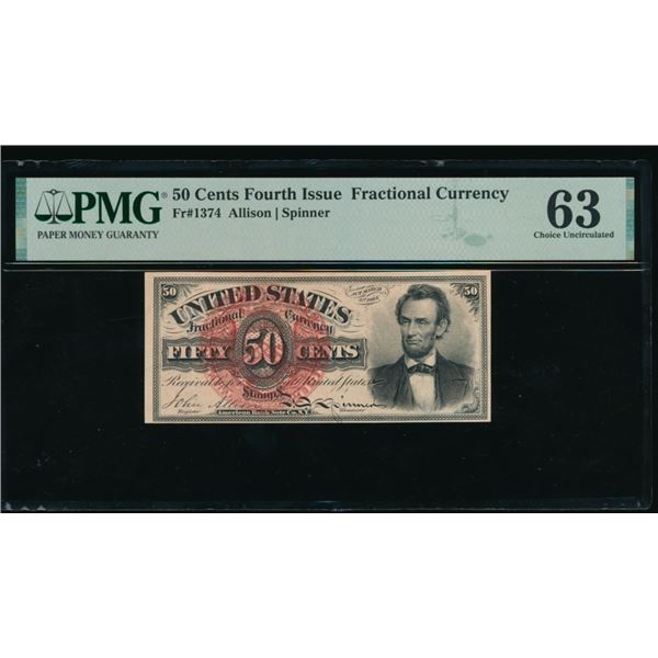 50 Cent Fourth Issue Fractional PMG 63