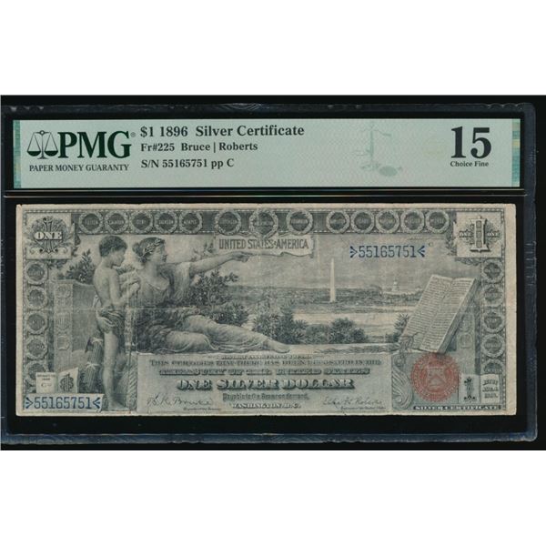 1896 $1 Educational Silver Certificate PMG 15
