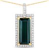 Image 1 : 14KT Yellow Gold 3.99ct Tourmaline and Diamond Pendant with Chain
