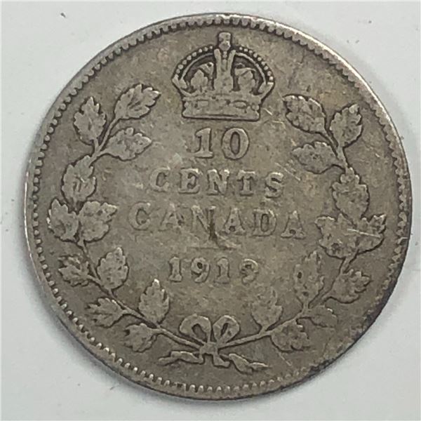 Canadian .10 Cent Dime 1919
