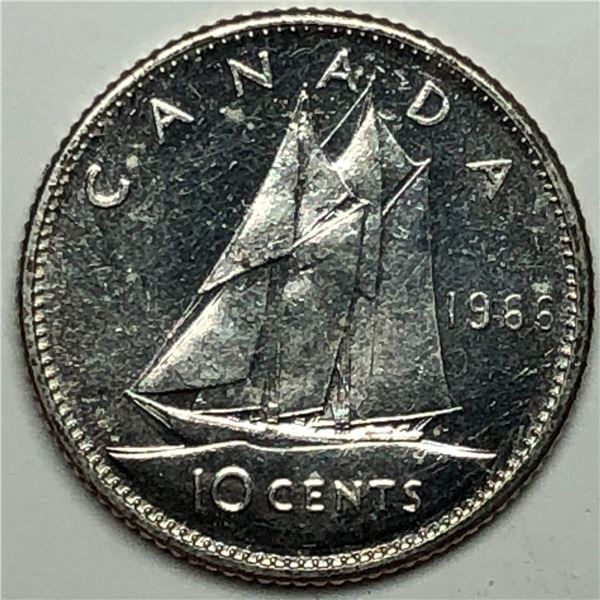 Canadian .10 Cent Dime 1966