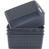 Image 1 : BRAND NEW 4 PACK GREY PASTIC WOVEN STORAGE BINS
