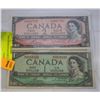 Image 1 : 1954 CANADA $1 & $2 BILLS
