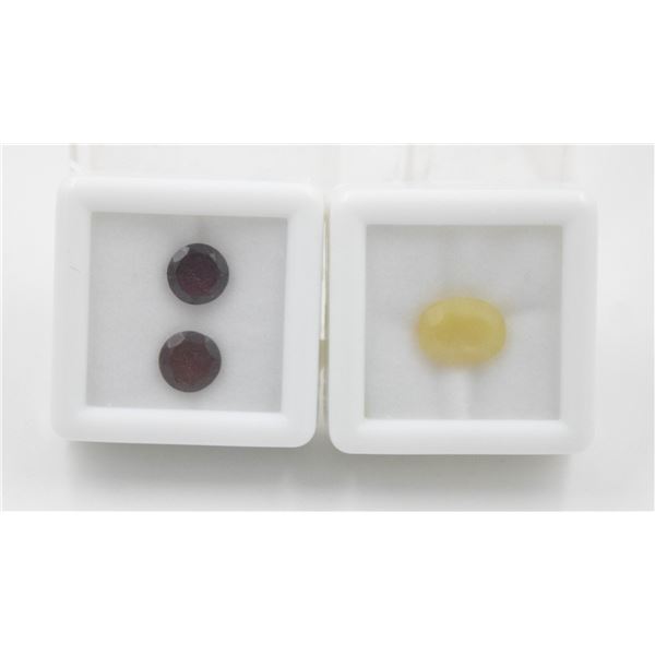 #112-UNHEATED GARNET 2.80CT  & YELLOW OPAL 1.80CT