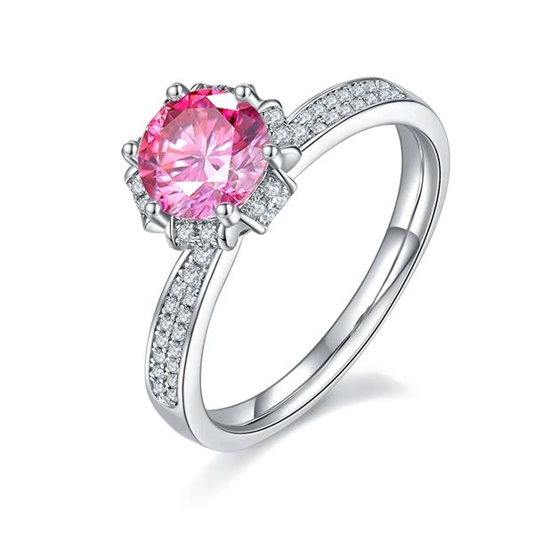 1 CT GRA CERTIFIED PINK MOISSANITE 925 ST. SILVER