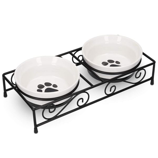 NEW NAVARIS CERAMIC PET BOWL SET 10.8 OZ/ DISH