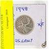 Image 1 : 1948 25 CENT COIN 80% SILVER