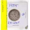 Image 1 : 1954 25 CENT COIN 80% SILVER