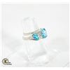 Image 2 : APPRAISED 10K WHITE GOLD DIAMOND BLUE TOPAZ RING