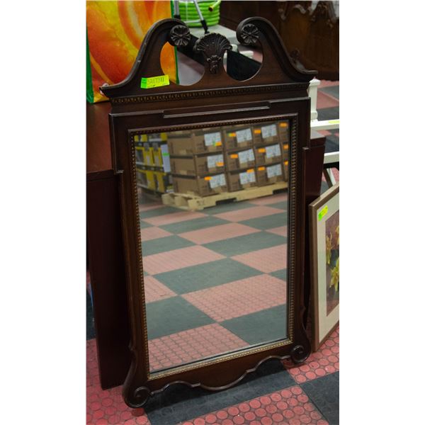 WOODEN FRAMED MIRROR 25.5 INCHES X 44.5 INCHES