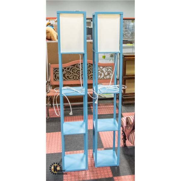 2 FLOOR LAMP SHELVES BLUE H-62.75" W-10.25"