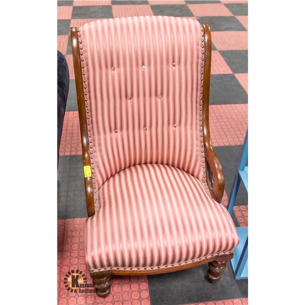 ANTIQUE CHAIR REFURBISHED MISSING BUTTON CAP