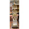 Image 2 : PAIR OF VINTAGE CUT GLASS BRASS & STONE LAMPS