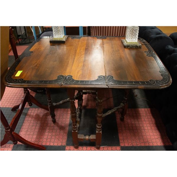 ANTIQUE SOLID WOOD DROPSIDE TABLE 30" X 32" X 41"