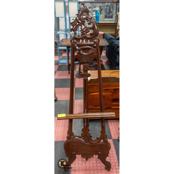 CARVED WOOD ART EASEL CRACKED/SPOTS