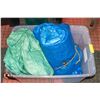 Image 1 : 3 LARGE TARPS IN STERILITE PLASTIC TOTE