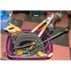 Image 1 : PURPLE TOTE WITH LARGE LOT OF GARDEN SUPPLIES