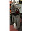 Image 1 : SLAZENGER LEATHER GOLF BAG WITH ASSORTED CLUBS &