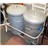Image 1 : ALUMINIUM CART WITH 2 GALVANIZED GARBAGE BINS