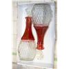 Image 1 : PAIR KINGS CROWN CRANBERRY TRIM DECANTERS