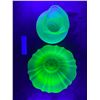 Image 3 : Lovely Green Uranium Glass Flower Vase & Bowl