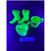 Image 1 : Fenton Green Glass Uranium Boots, Bell & Floral Mug in Uranium Glass