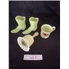 Image 2 : Fenton Green Glass Uranium Boots, Bell & Floral Mug in Uranium Glass