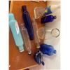 Image 1 : Lg Glass Vase, Blue Bottles, Glass Designer Dish, Glass Ship Ornament & Roll Rite Glass Rolling Pins