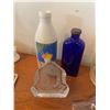Image 3 : Lg Glass Vase, Blue Bottles, Glass Designer Dish, Glass Ship Ornament & Roll Rite Glass Rolling Pins