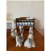 Image 4 : Blue & White Spice Jars in Wood Rack, Dutch Music Box & Country Friends Figurines