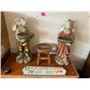 Image 1 : Pair of Large Bunny Garden Ornaments Back Door Guests Are Best Wall Plaque & Eeyore Wood Stool