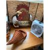 Image 4 : Copper Cups, Lg Rooster Great Food Plaque, Canisters, Silver Plated Serving Utensils, Picnic Box, Fa
