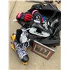 Image 1 : Lacing Up Print, Warrior Covert Hockey Gloves, Bauer & CCM Hockey Skates, Easton Stealth Hockey Bag