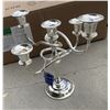 Image 2 : Silver Plated Candelabra, Pair of Pillar Candle Holders w Ivory Colour Candles, 3 Silver Colour Teal
