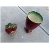 Image 5 : Beswick Ware Pottery Burgundy & Green Palm Tree Lg Vase & Pocket Vase