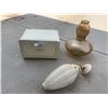 Image 1 : Bread Box, Beige Vintage Lamp & Lg Gold Vase