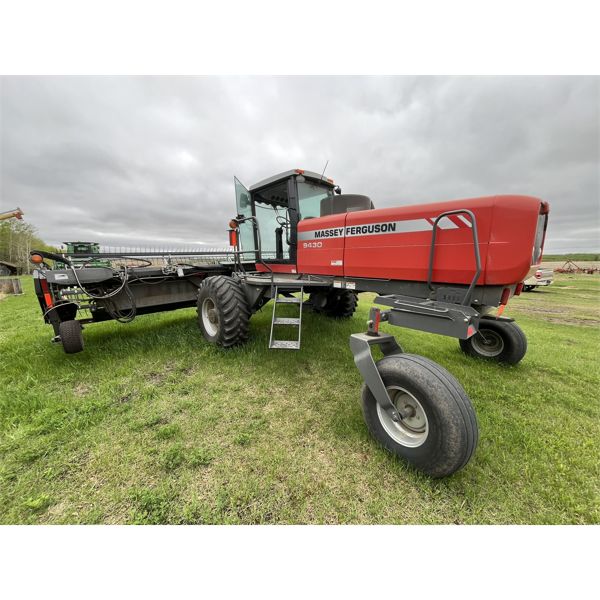 2008 Massey Ferguson 9430 Swather with MF 5200 251 Header. 1698 Hrs. S/N HT10489 & S/N HT92436