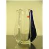 Image 1 : 9.5" Murano glass vase done by Dohts Veni signed and numbered 1/1 clear with cobalt blue handle, han