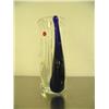 Image 2 : 9.5" Murano glass vase done by Dohts Veni signed and numbered 1/1 clear with cobalt blue handle, han