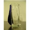Image 3 : 9.5" Murano glass vase done by Dohts Veni signed and numbered 1/1 clear with cobalt blue handle, han