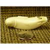 Image 2 : Lot of 2: carved ivory seal by C.i.j.w.- 2.5"; fossilized ivory tip pen holder with fossilized ivory